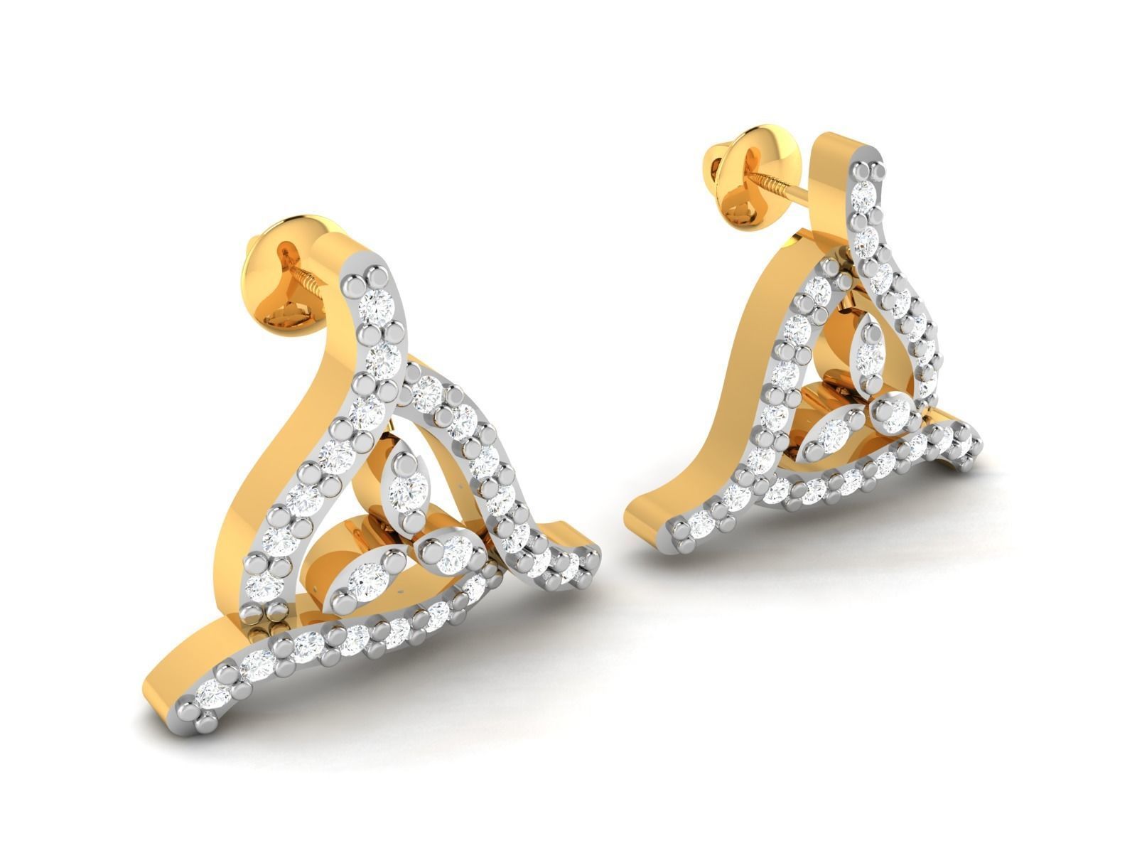Earrings-2897 pair of gold earrings with diamonds 3D print model_2