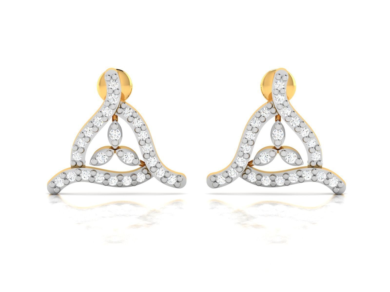 Earrings-2897 pair of gold earrings with diamonds 3D print model_4