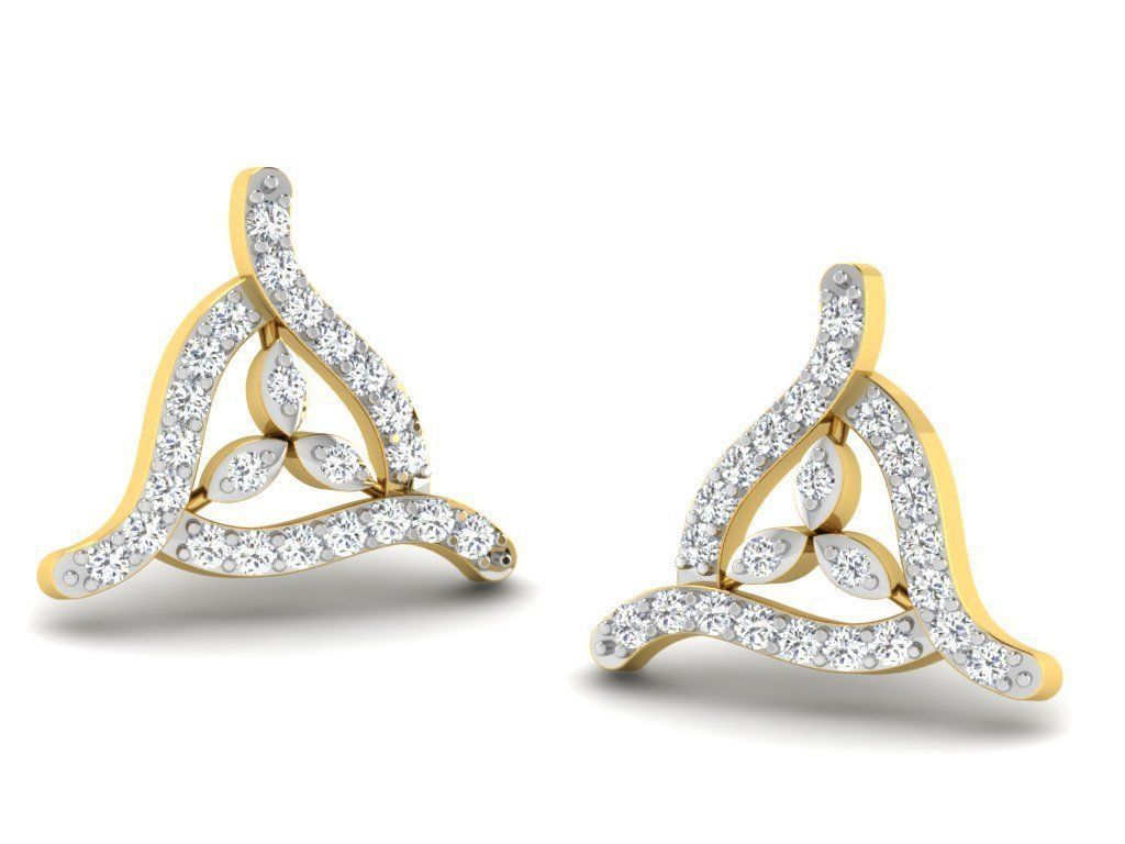 Earrings-2897 pair of gold earrings with diamonds 3D print model_7
