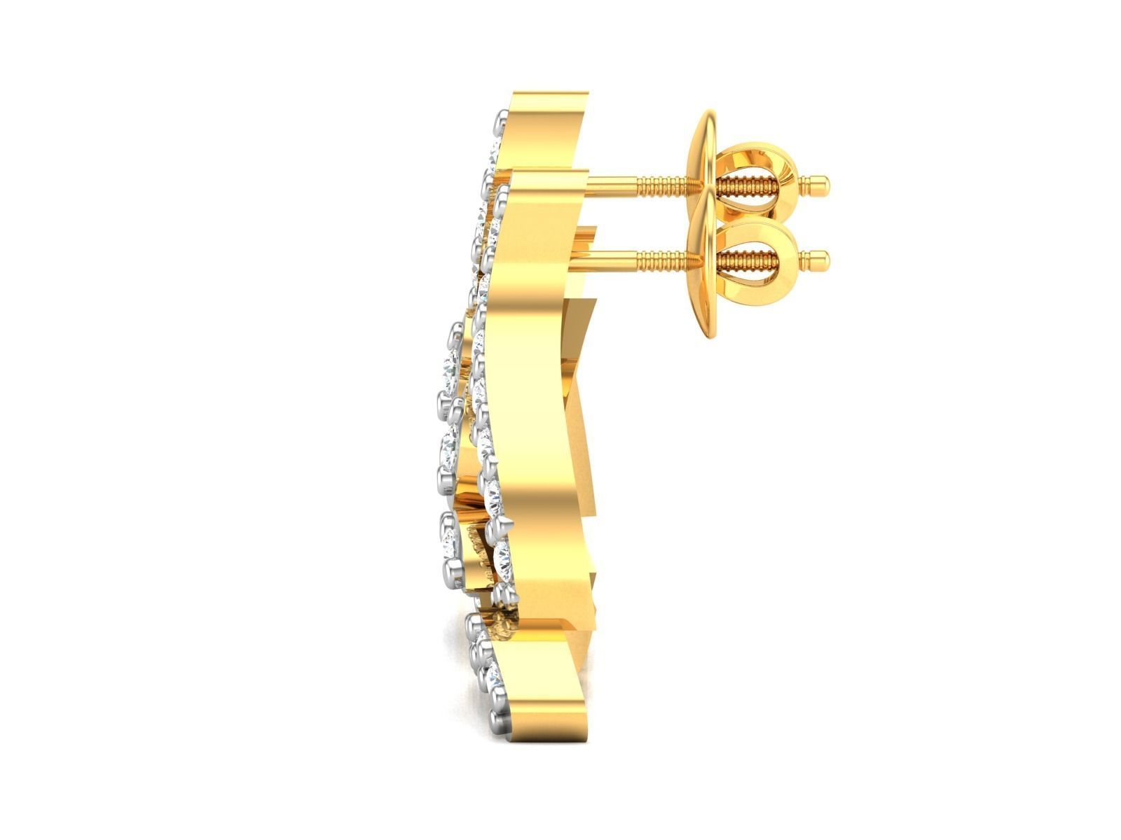 Earrings-2897 pair of gold earrings with diamonds 3D print model_5