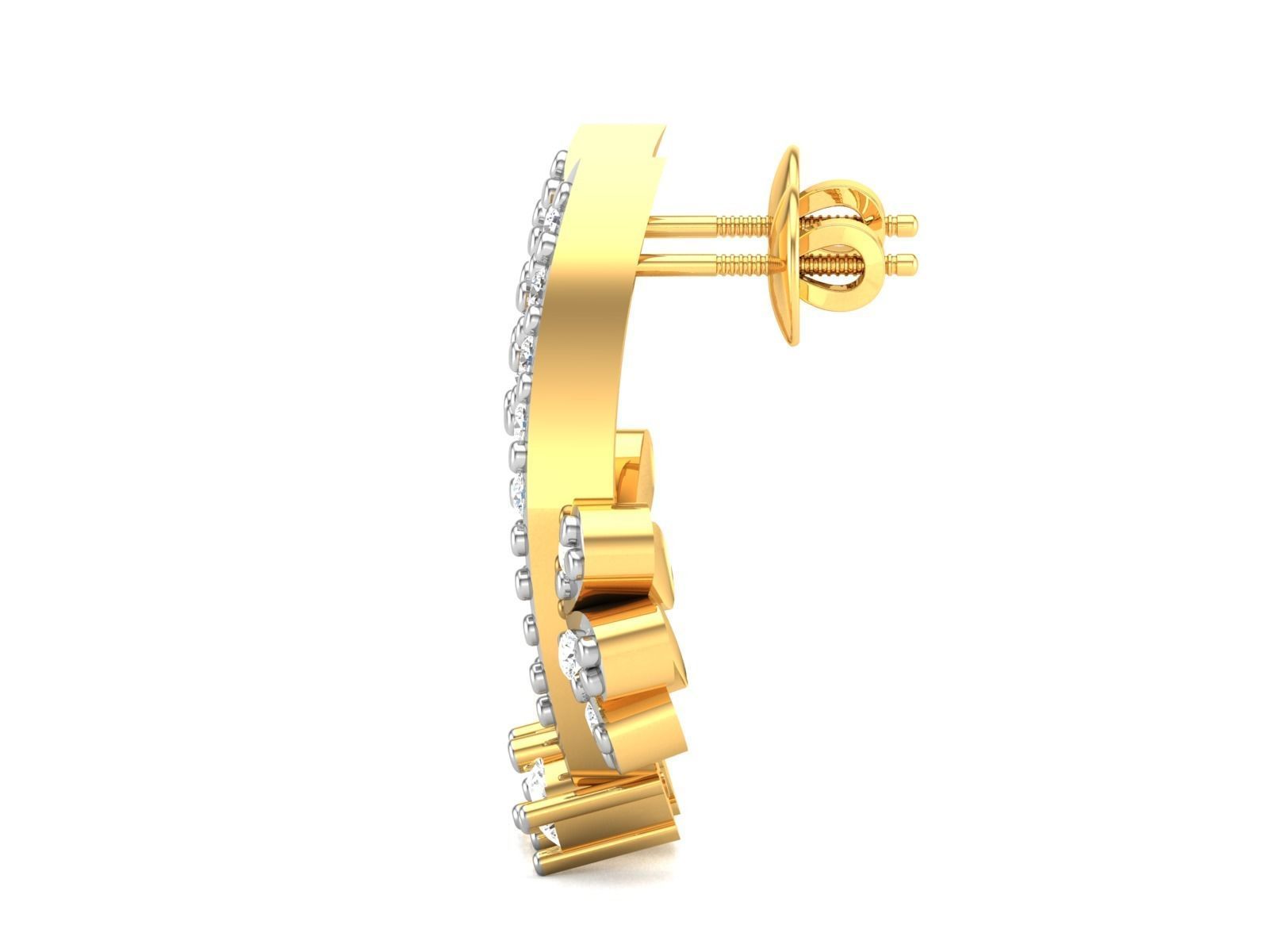Earrings-2896 diamond earring gold 3D print model_6