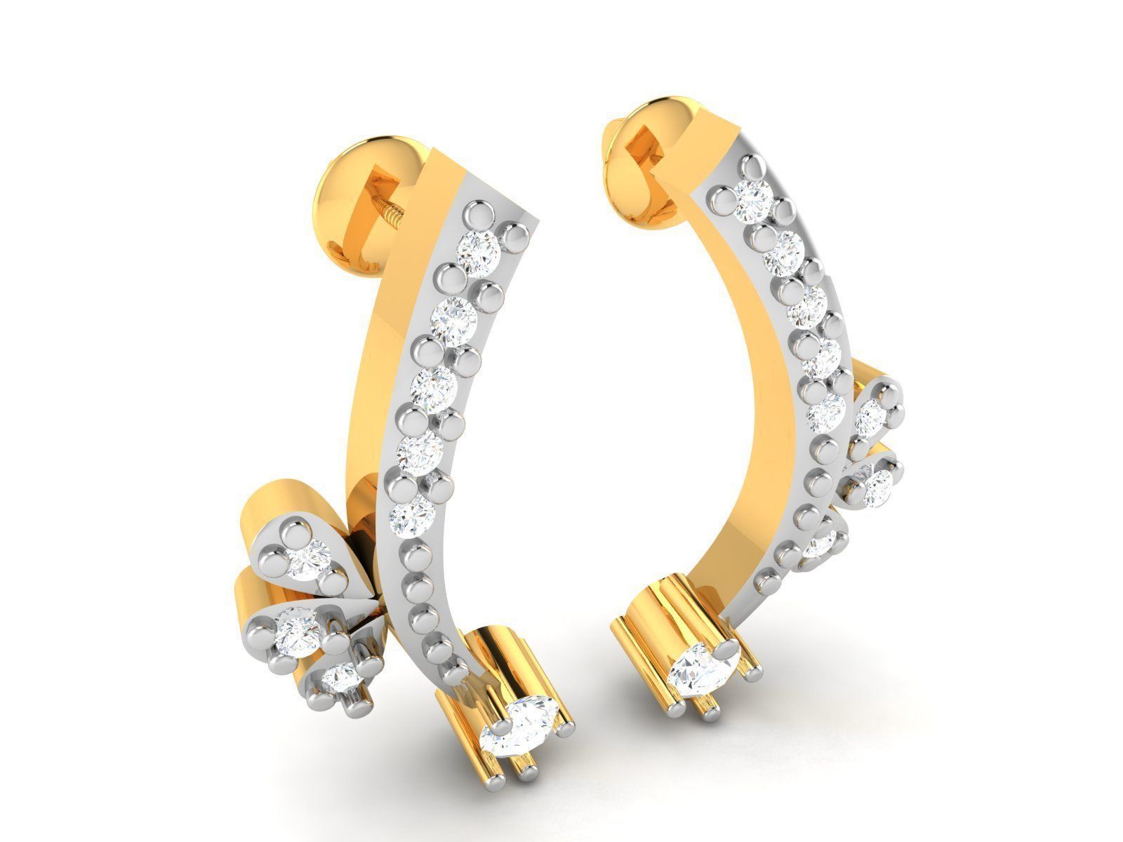 Earrings-2896 diamond earring gold 3D print model_2
