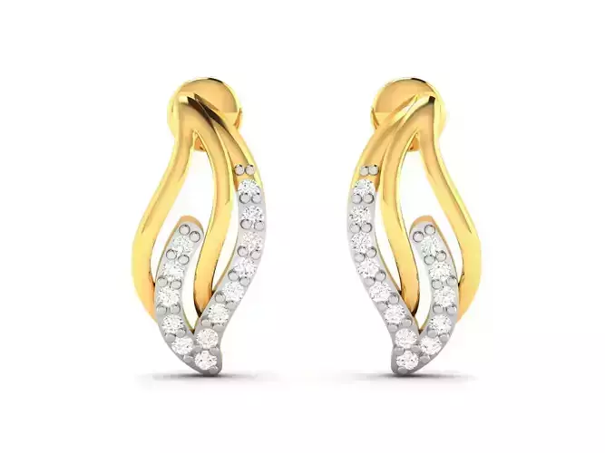 Earrings-2894 two diamond earrings gold 3D print model