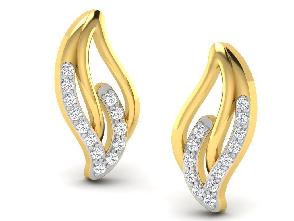 Earrings-2894 two diamond earrings gold 3D print model_7