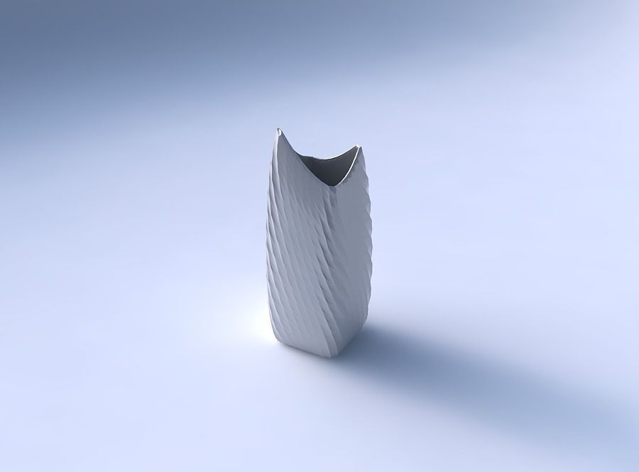 Vase double arc rectangle with twisted diagonal grid pattern 3D print model_3