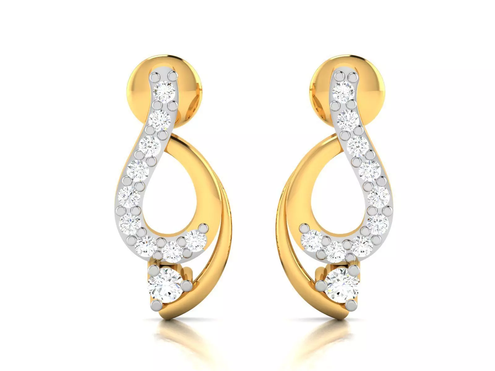 Earrings-2893 pair of diamond earrings gold 3D print model_0