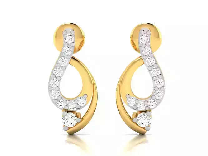 Earrings-2893 pair of diamond earrings gold 3D print model