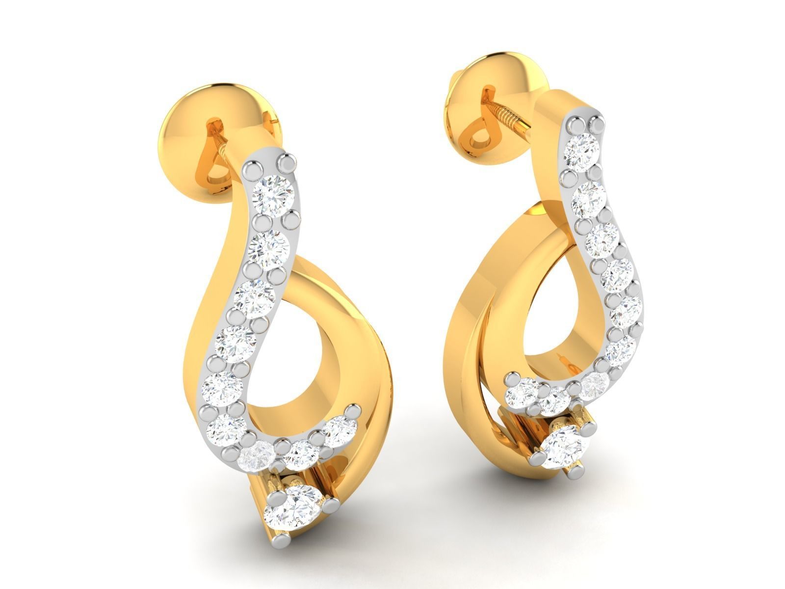 Earrings-2893 pair of diamond earrings gold 3D print model_2
