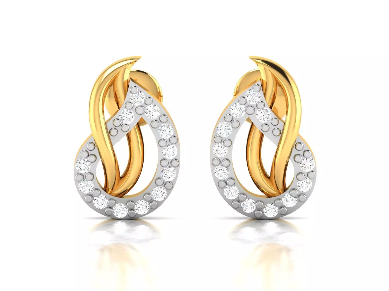Earrings-2892 diamond earring gold 3D print model_0