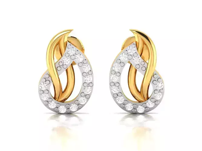 Earrings-2892 diamond earring gold 3D print model
