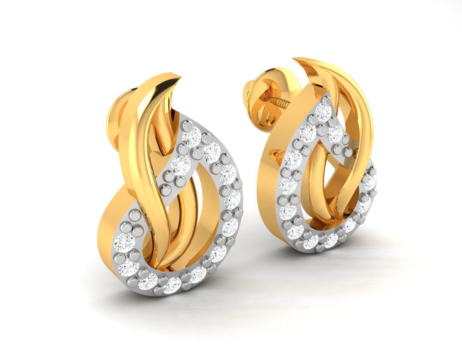 Earrings-2892 diamond earring gold 3D print model_2