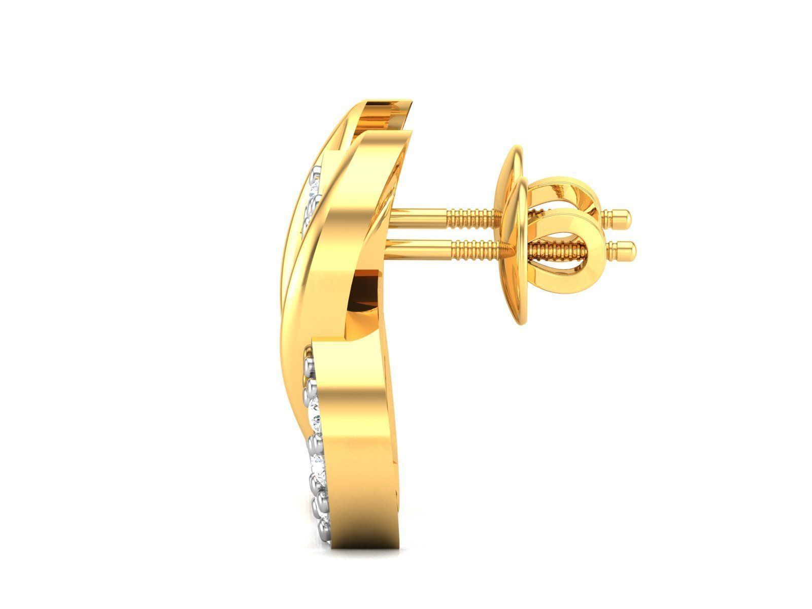 Earrings-2892 diamond earring gold 3D print model_5