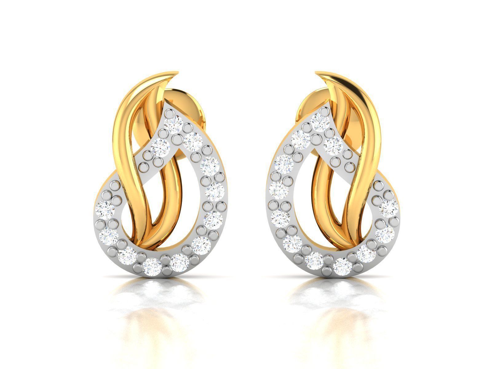 Earrings-2892 diamond earring gold 3D print model_4