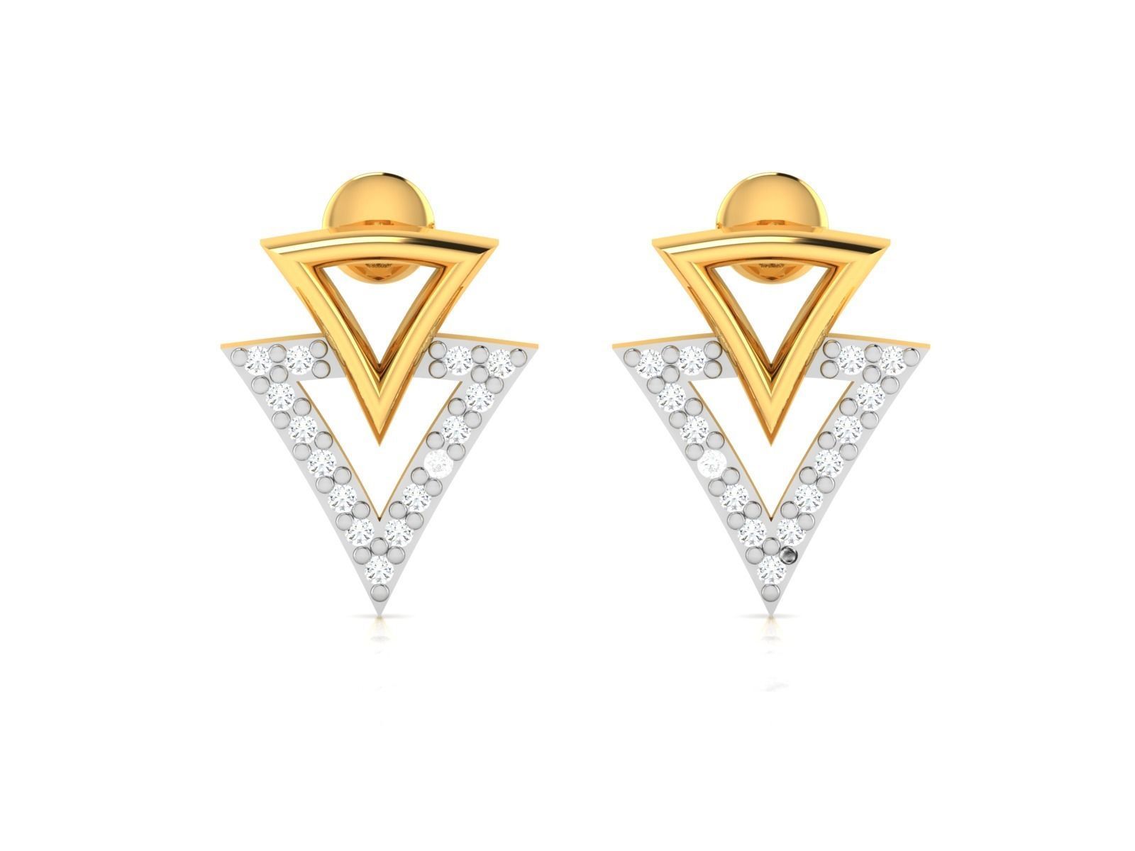 Earrings-2891 gold earring with diamonds 3D print model_4