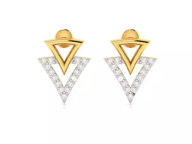 Earrings-2891 gold earring with diamonds 3D print model