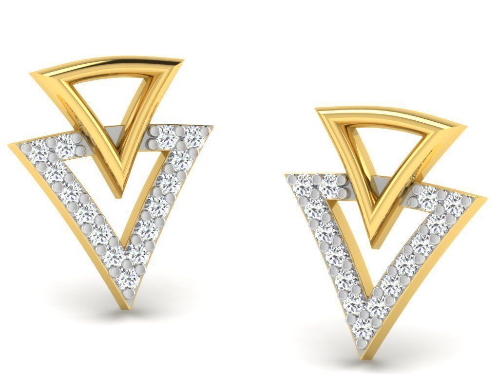 Earrings-2891 gold earring with diamonds 3D print model_7