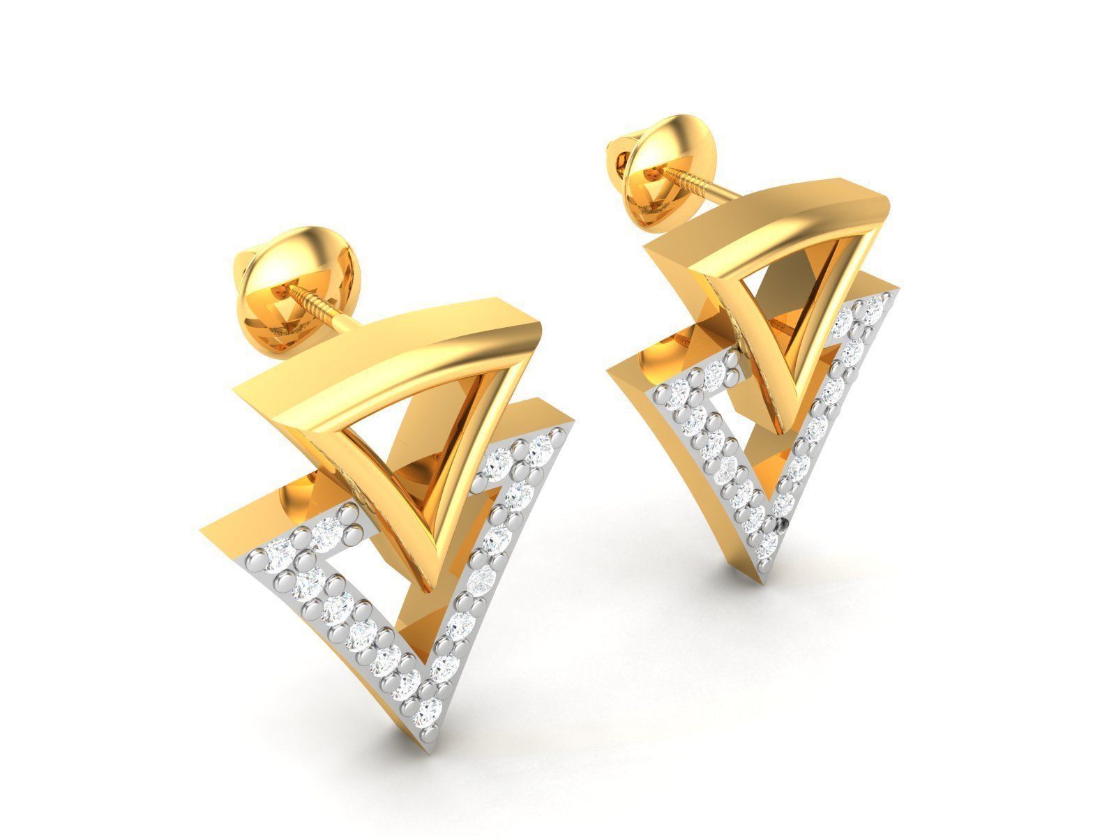 Earrings-2891 gold earring with diamonds 3D print model_3