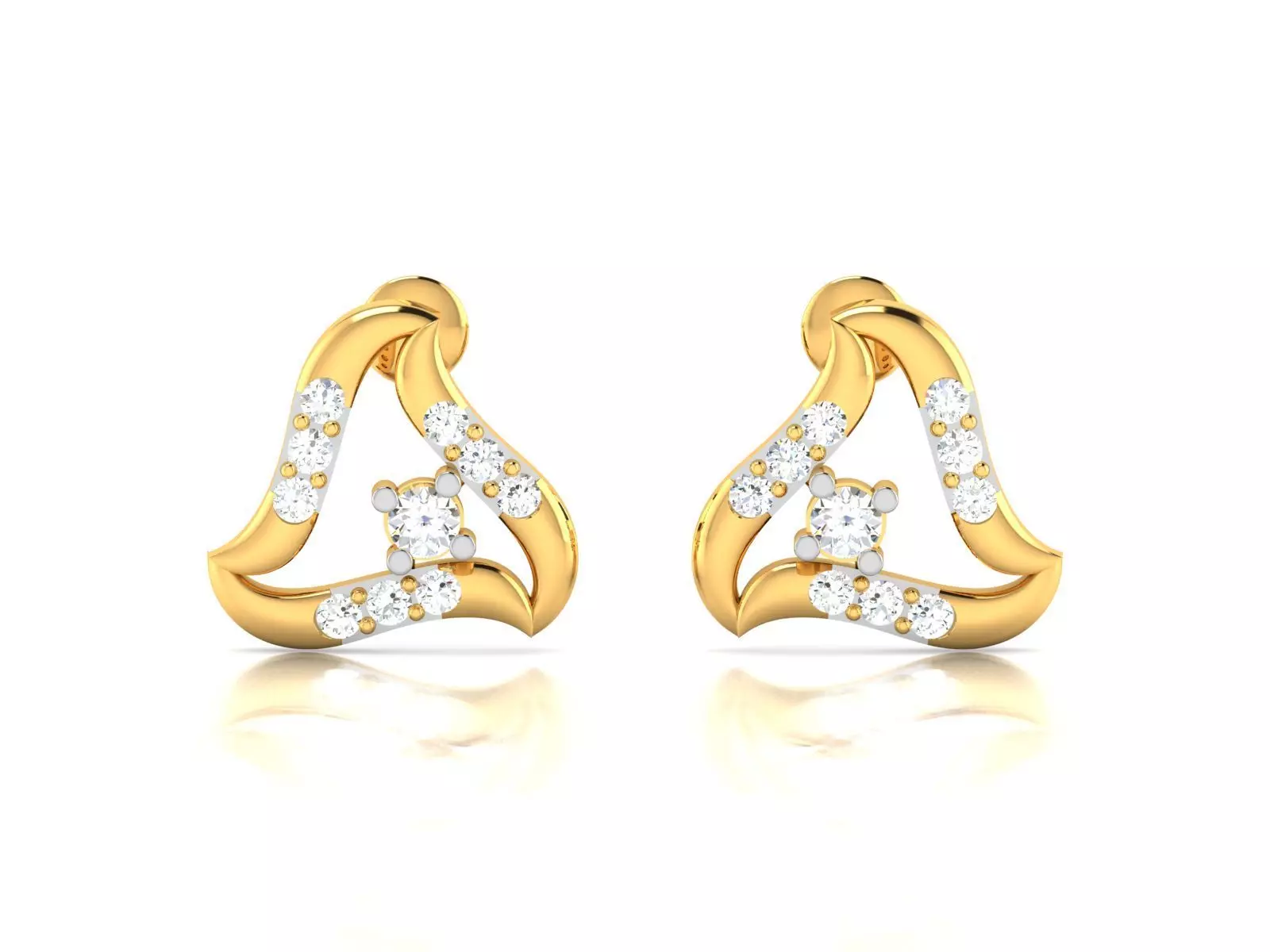 Earrings-2889 pair of gold earrings with diamonds 3D print model_0