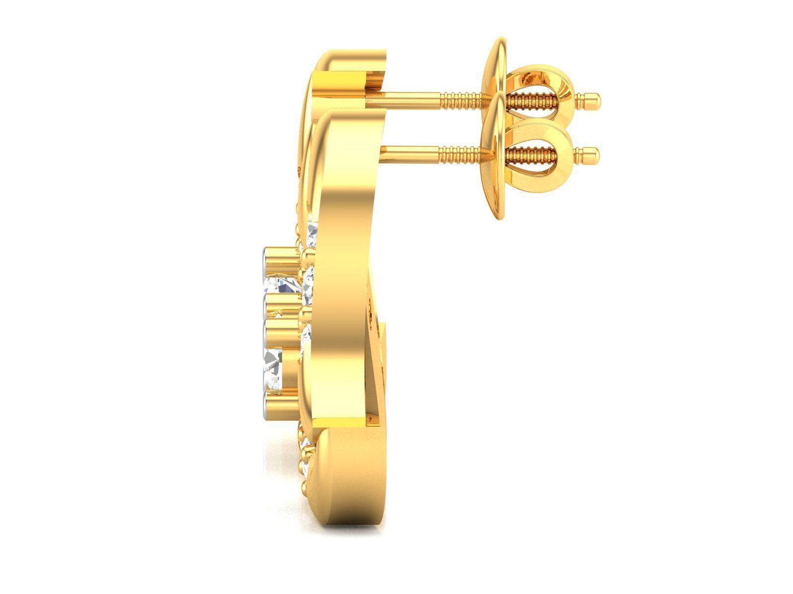 Earrings-2889 pair of gold earrings with diamonds 3D print model_5