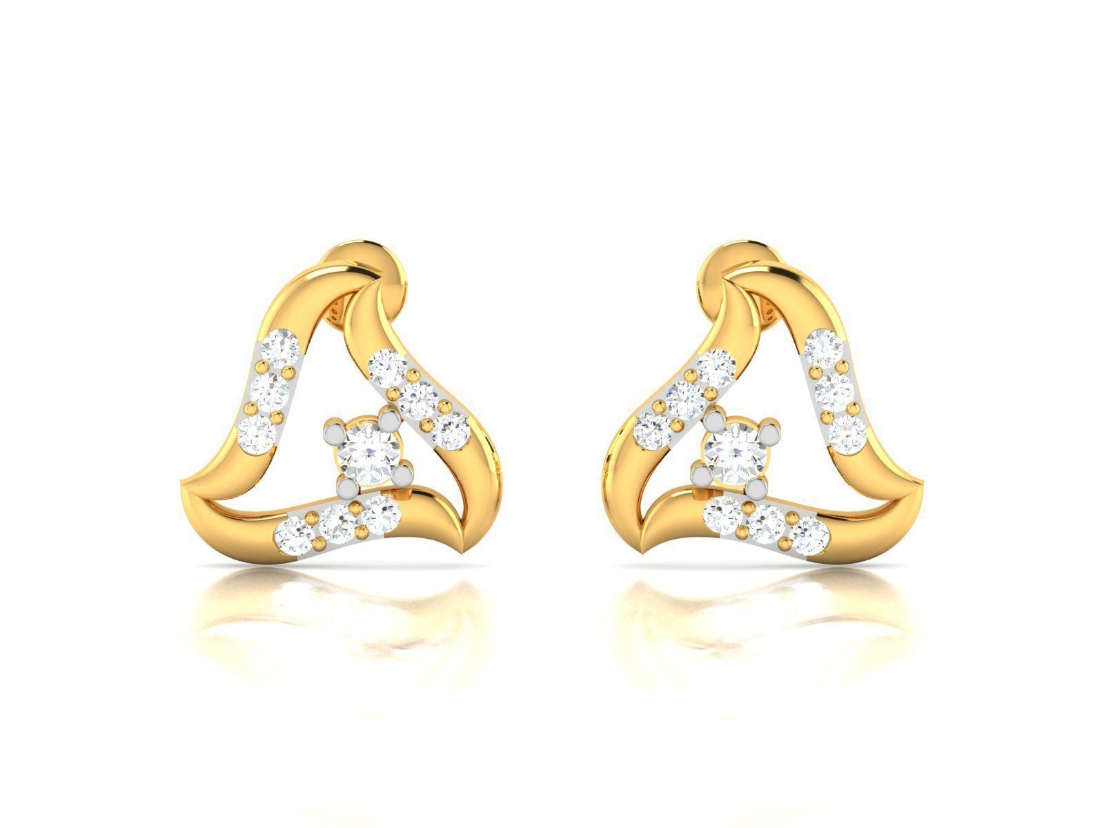 Earrings-2889 pair of gold earrings with diamonds 3D print model_4