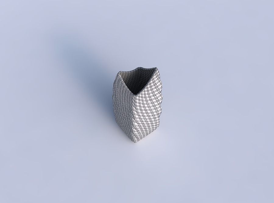 Vase double arc rectangle with twisted diagonal grid plates 3D print model_6