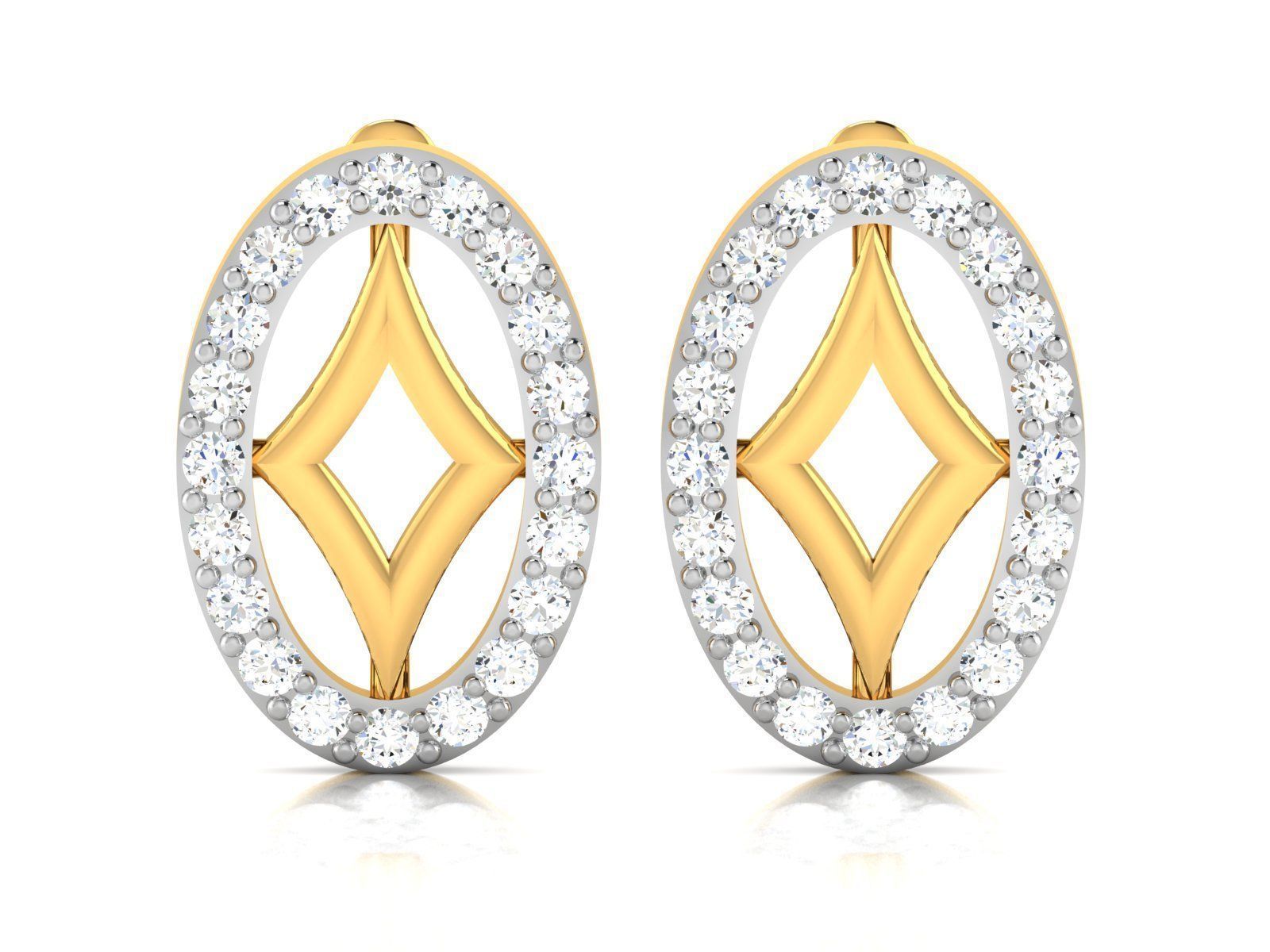 Earrings-2888 diamond hoop earring gold 3D print model_4