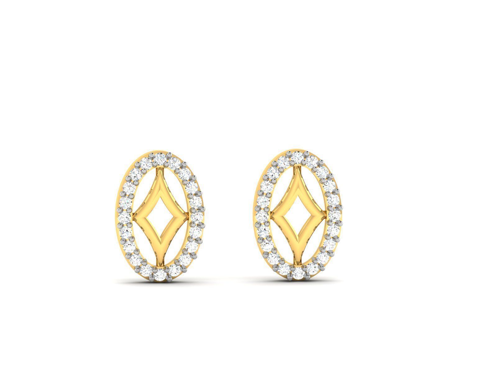 Earrings-2888 diamond hoop earring gold 3D print model_7