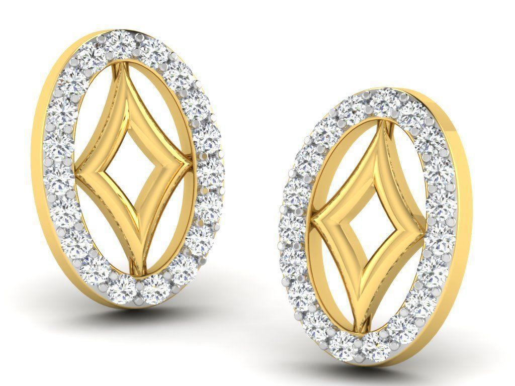 Earrings-2888 diamond hoop earring gold 3D print model_11