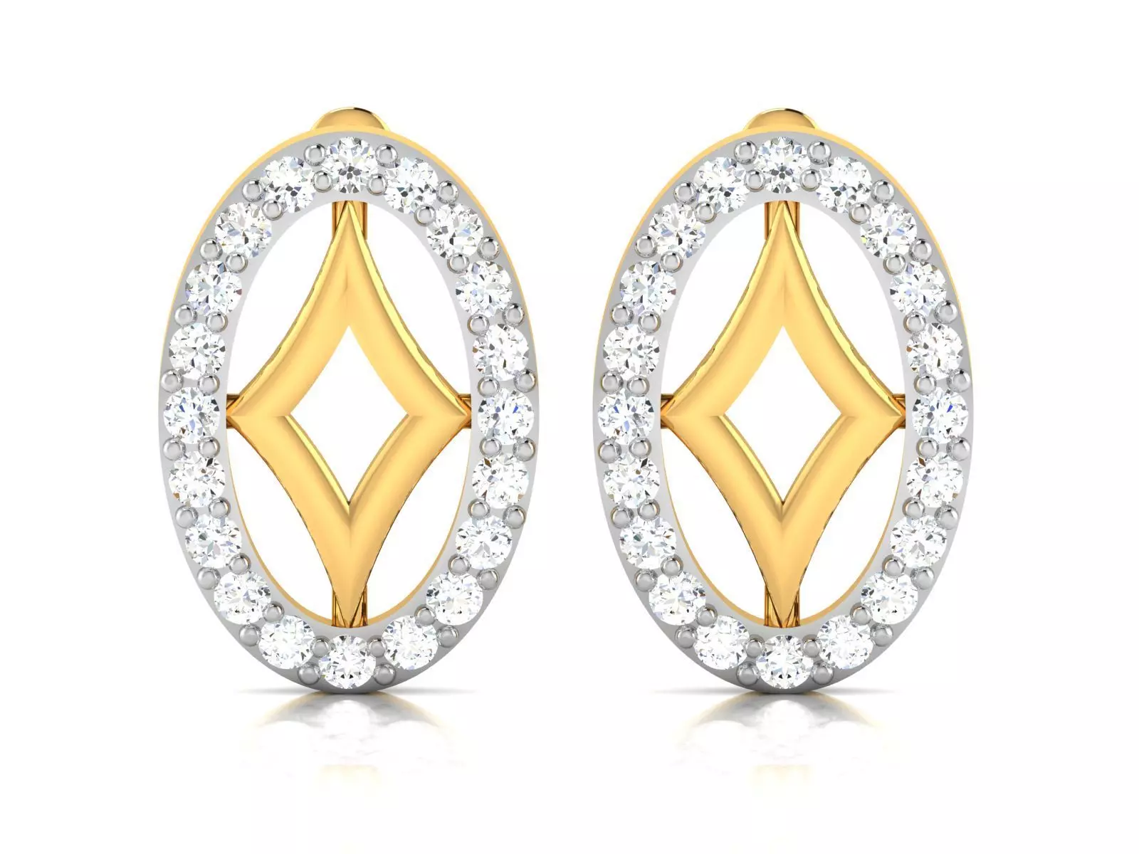 Earrings-2888 diamond hoop earring gold 3D print model_0