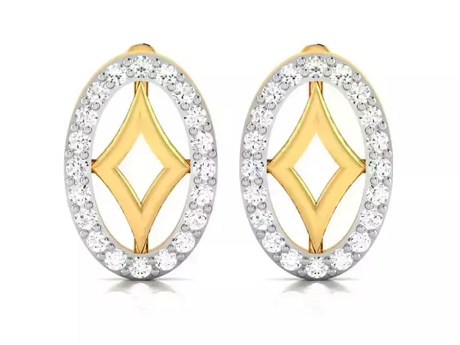 Earrings-2888 diamond hoop earring gold 3D print model
