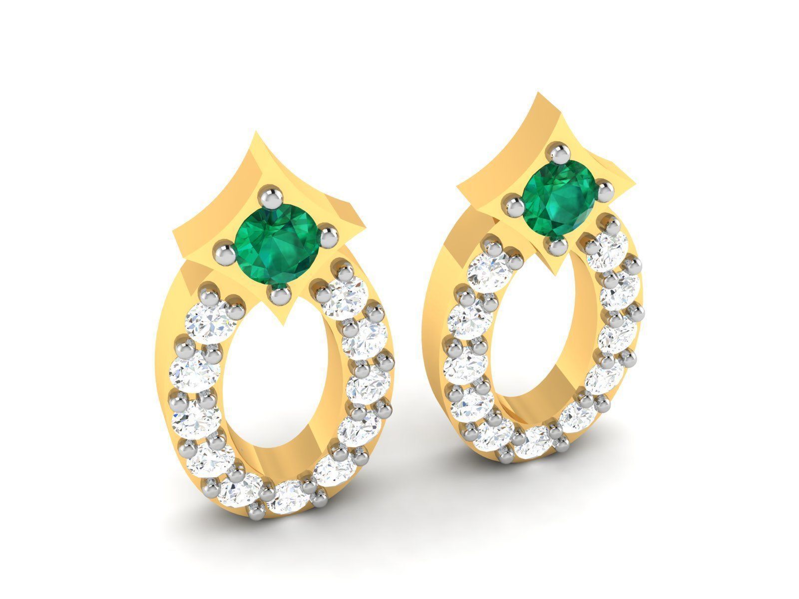 Earrings-2887 gold wedding band with diamonds 3D print model_9