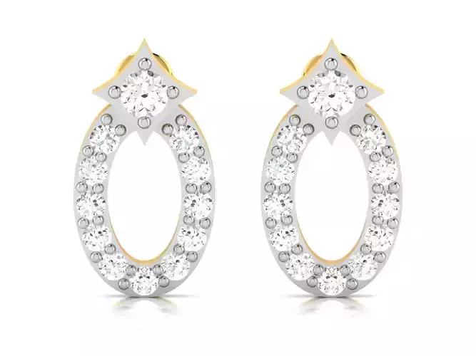 Earrings-2887 gold wedding band with diamonds 3D print model