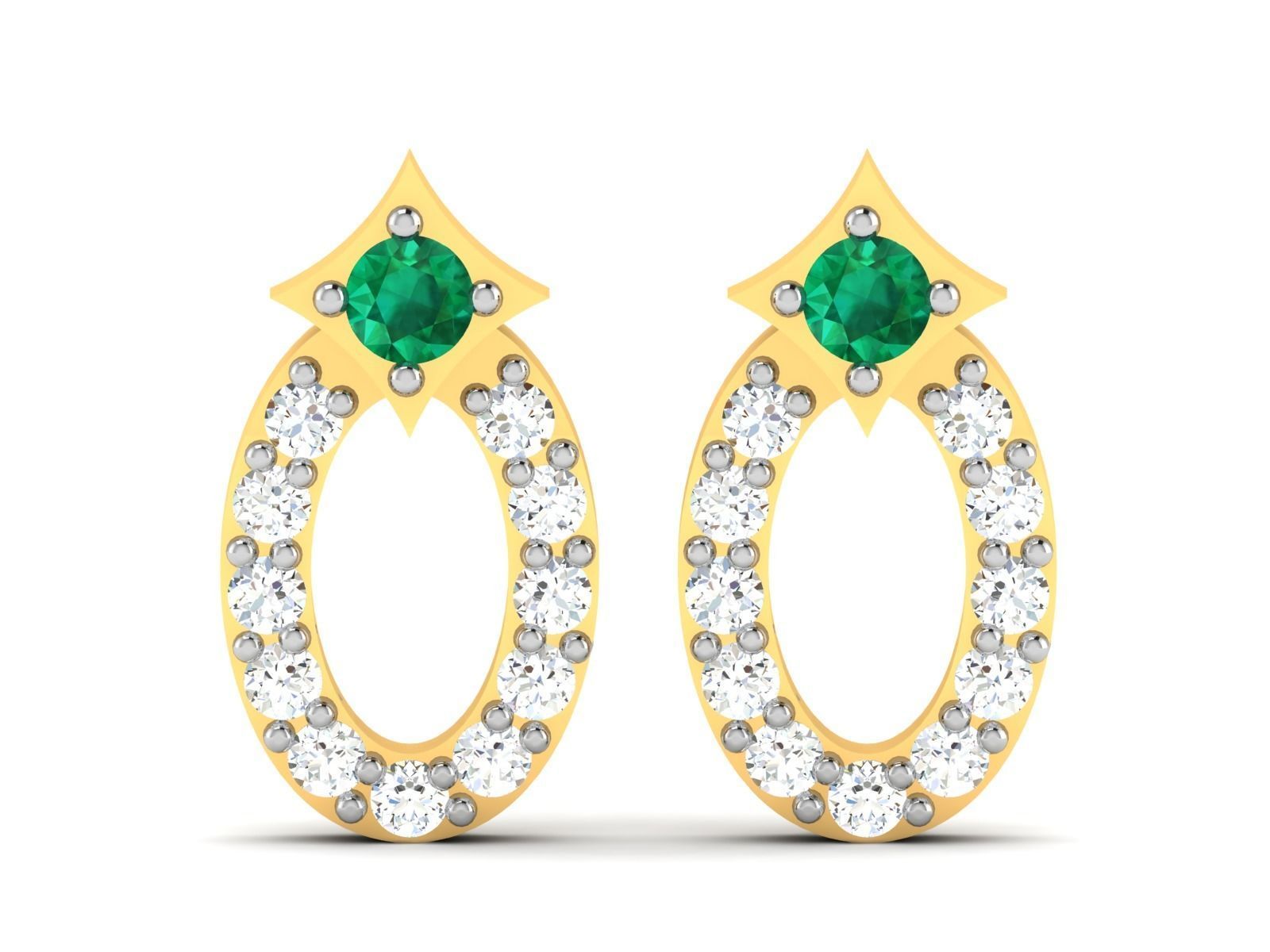 Earrings-2887 gold wedding band with diamonds 3D print model_16