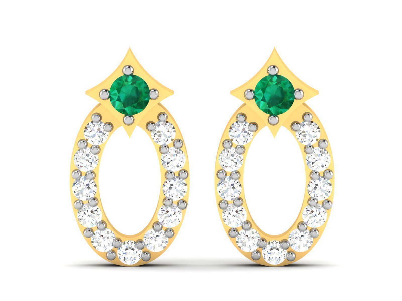 Earrings-2887 gold wedding band with diamonds 3D print model_15