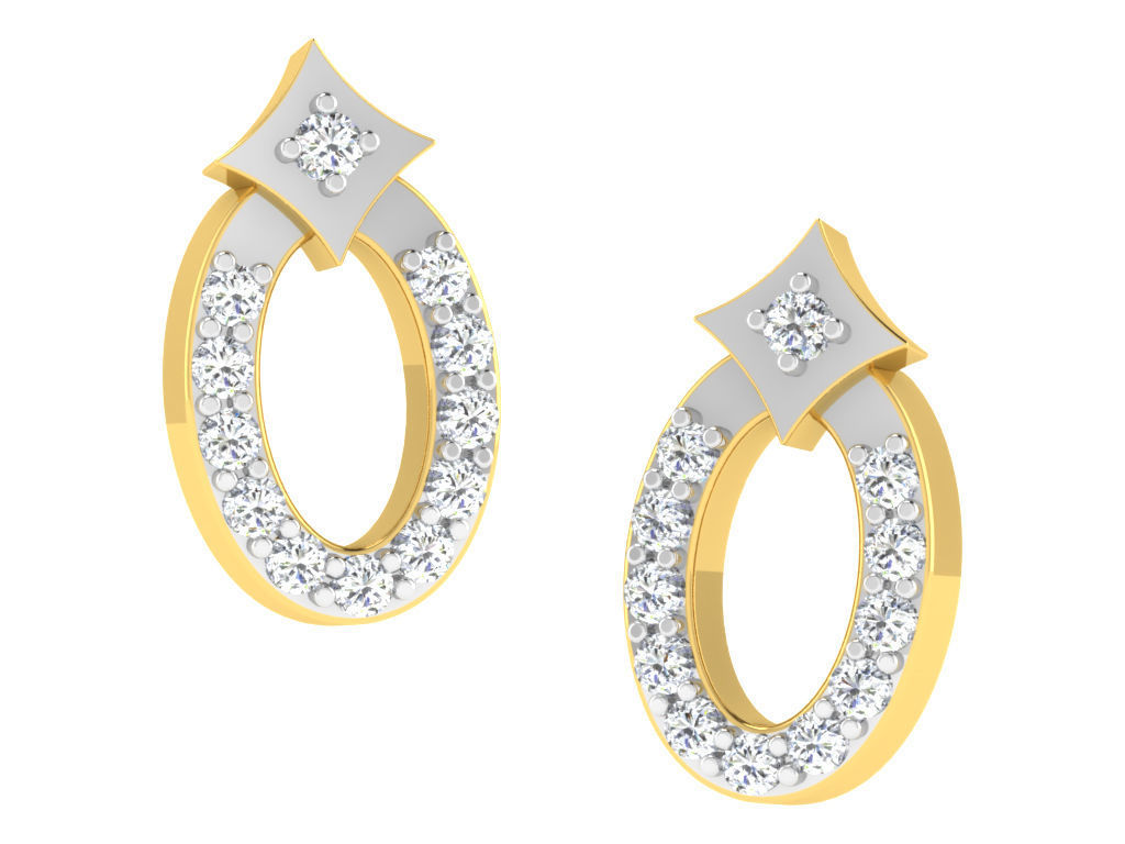 Earrings-2887 gold wedding band with diamonds 3D print model_13