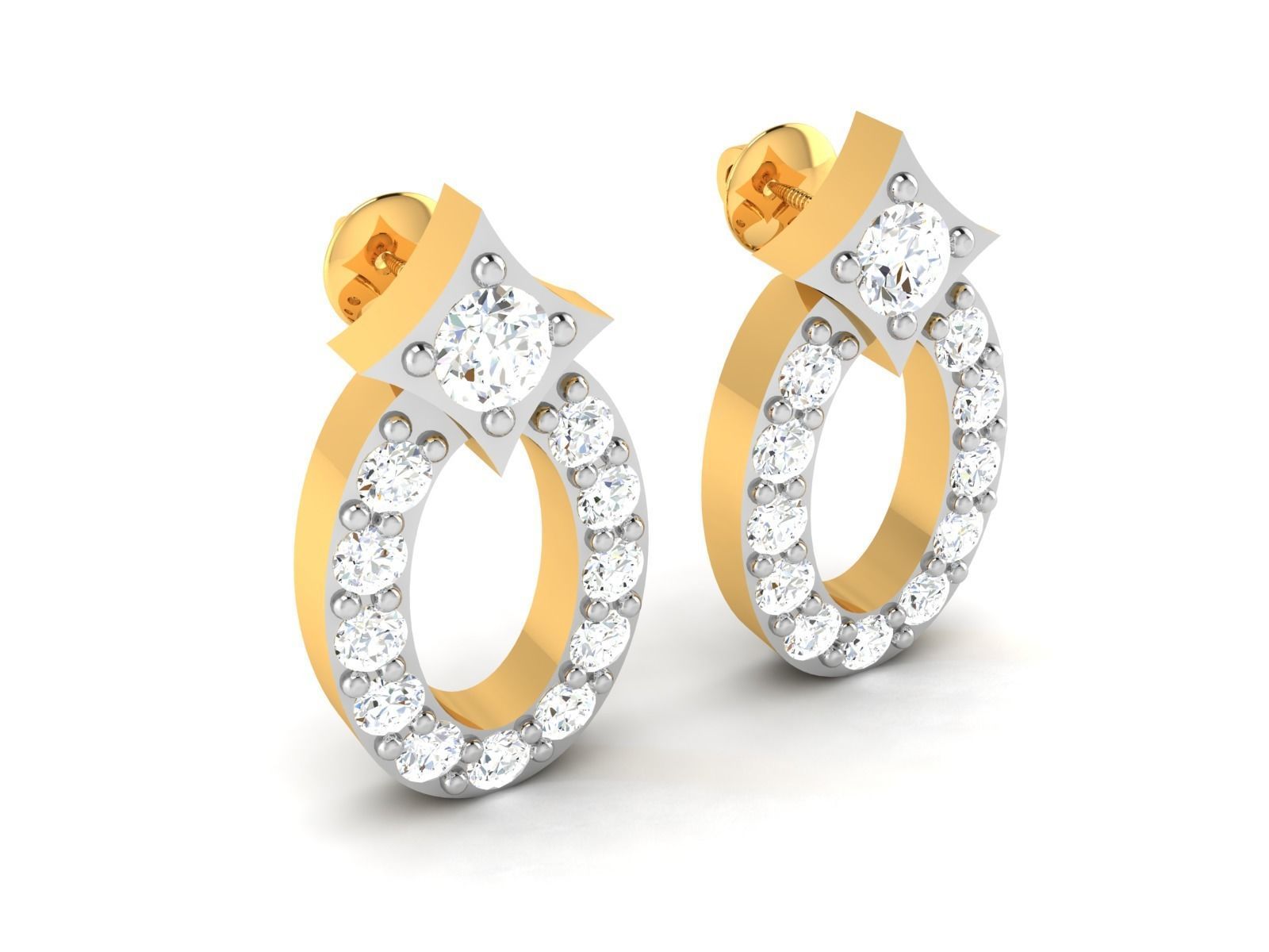 Earrings-2887 gold wedding band with diamonds 3D print model_2