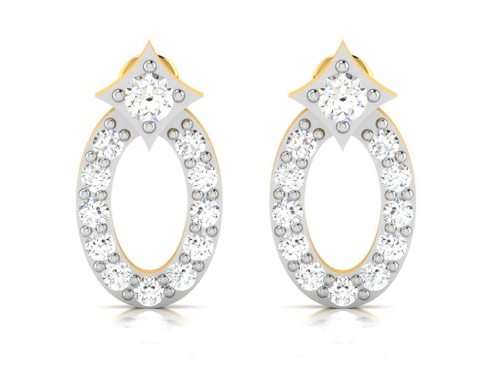 Earrings-2887 gold wedding band with diamonds 3D print model_4