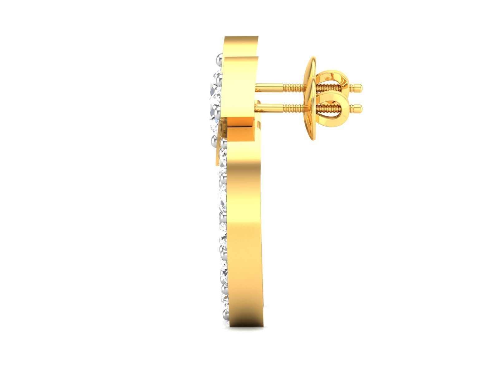 Earrings-2887 gold wedding band with diamonds 3D print model_8