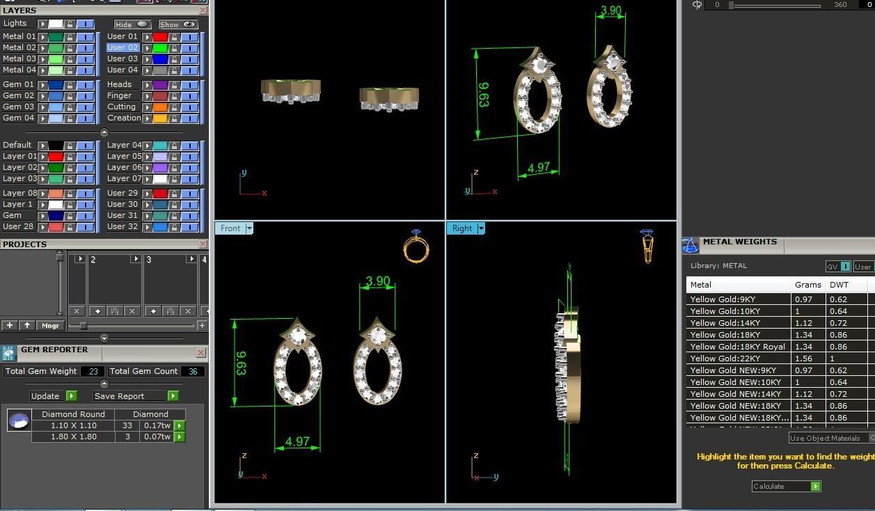 Earrings-2887 gold wedding band with diamonds 3D print model_14