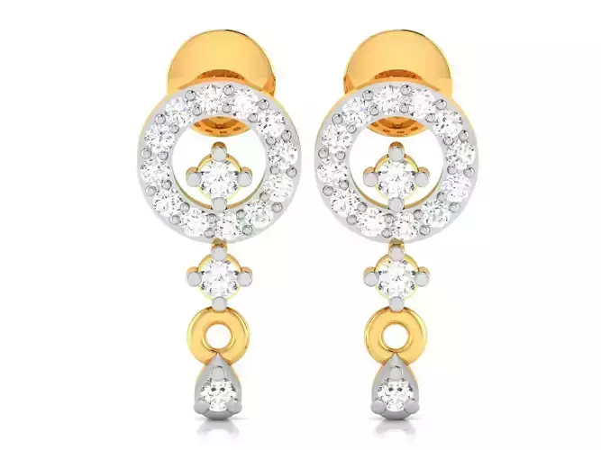 Earrings-2886 gold earring with diamonds 3D print model