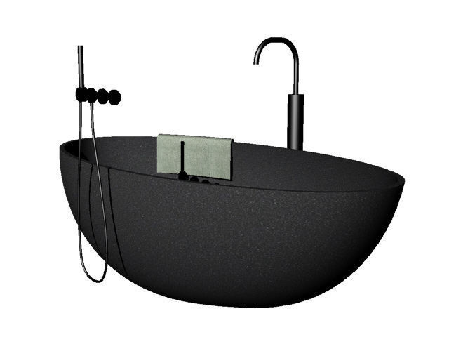 Bathtub with towel 3D model_4