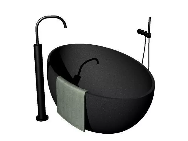 Bathtub with towel 3D model_0