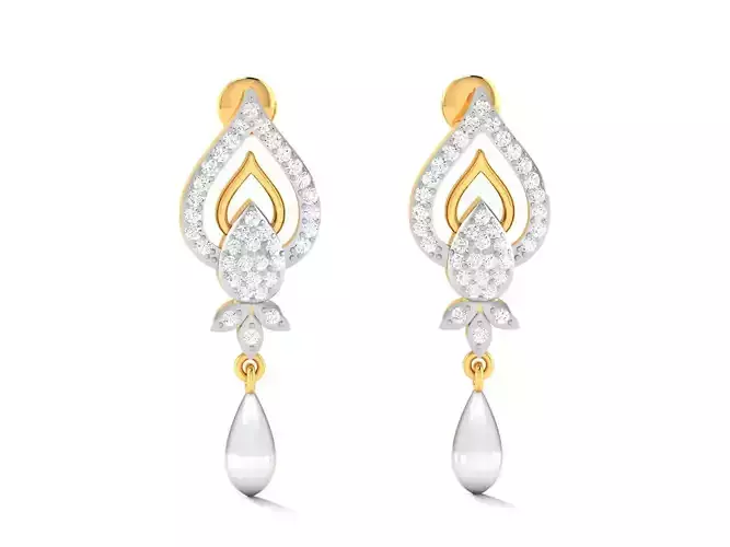 Earrings-3277 pearl and diamond earring in gold