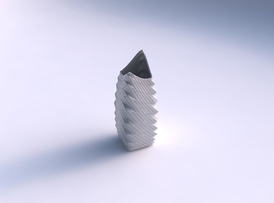 Vase double arc rectangle with twisted grid plates 3D print model_0