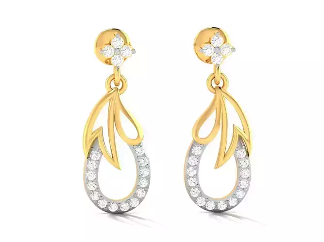 Earrings-3267 gold and diamond dangle earrings
