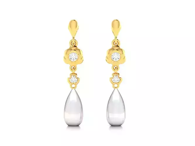 Earrings-3258 pearl drop earrings with diamonds