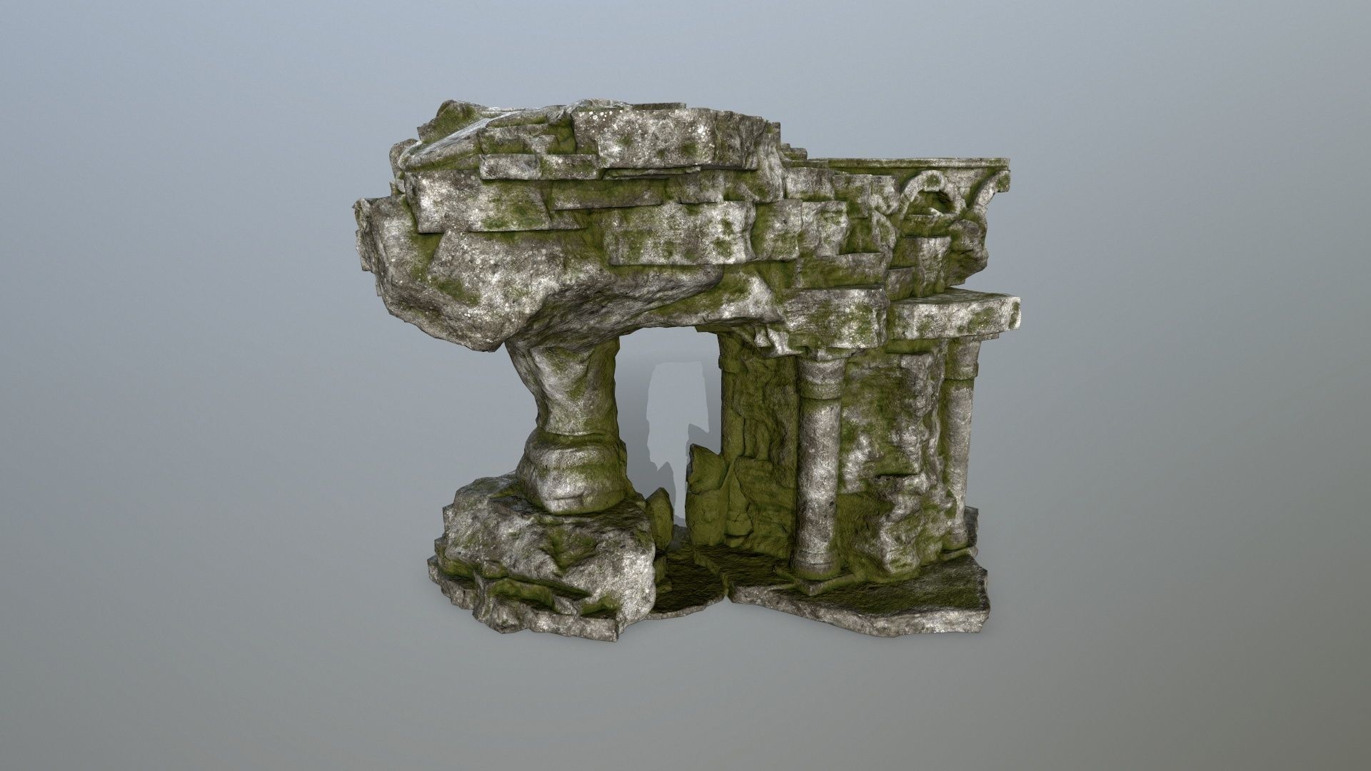 temple stone structure Low-poly 3D model_4