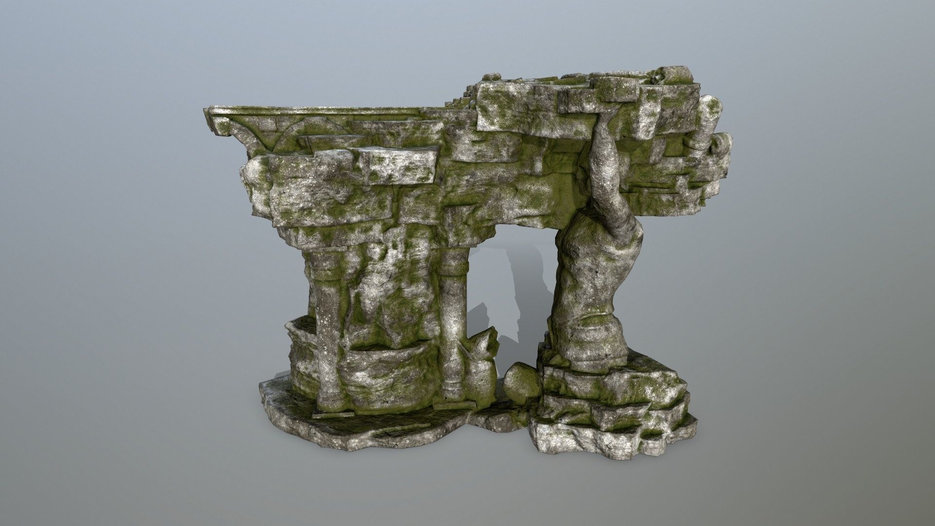 temple stone structure Low-poly 3D model_1