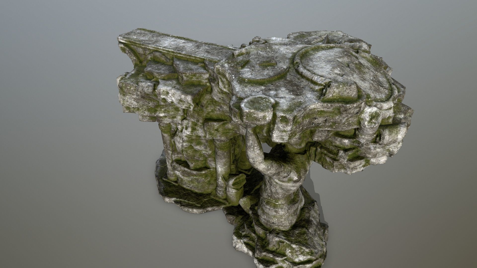 temple stone structure Low-poly 3D model_9