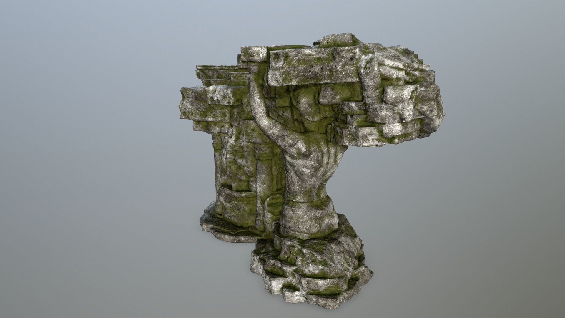 temple stone structure Low-poly 3D model_2